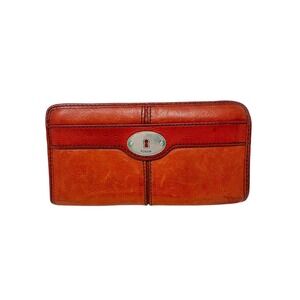 Fossil Maddox Red Leather Zip Around Wallet SL3290